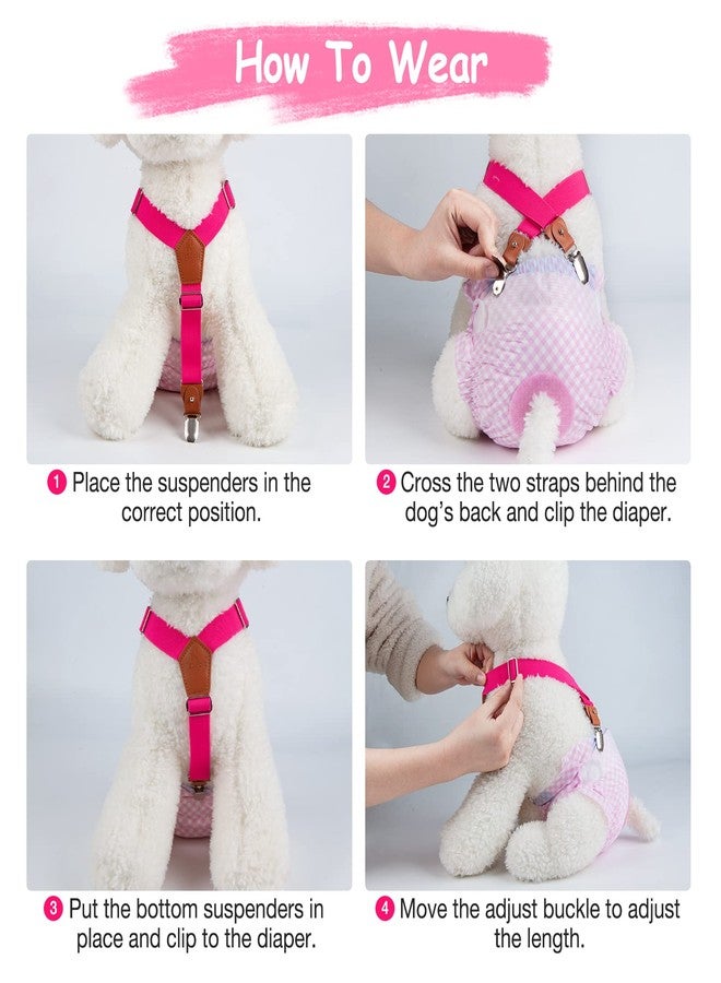 Pet Soft Dog Suspenders 2 Pieces Female Dog Diaper Suspenders For Dogs Diaper Keeper Suspender For Dog Skirt, Dog Dress (Black & Pink, S/Medium) - Image 5